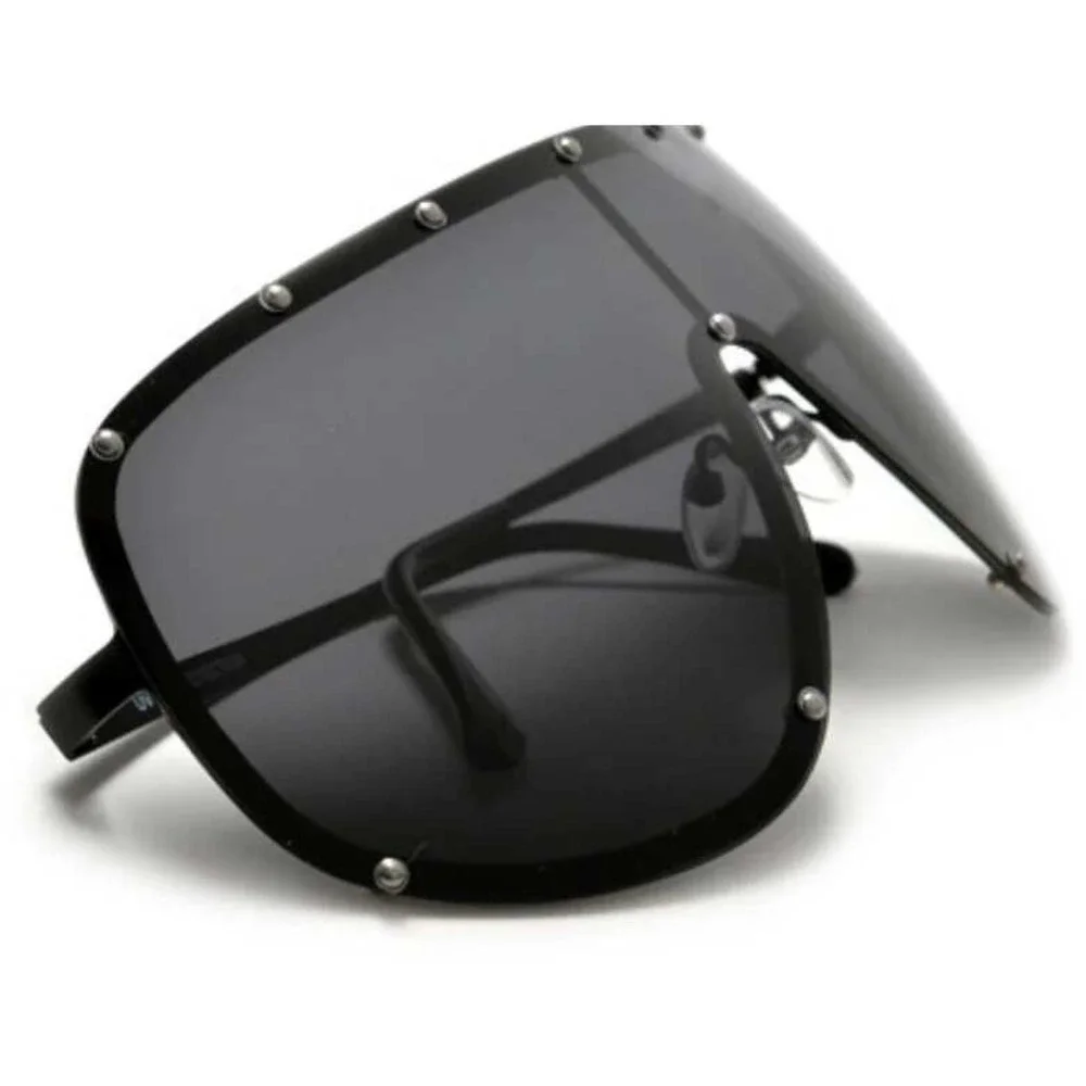 Polarized UV400 Extra Oversize Top Metal Half Rim Shield Mask Style‎ Sunglasses